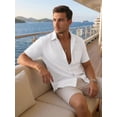 thumbnail image 3 of RICHCOIN Mens Linen Shirts Short Sleeve Button Down Dress Shirts for Men Casual Summer Tops Beach, 3 of 7