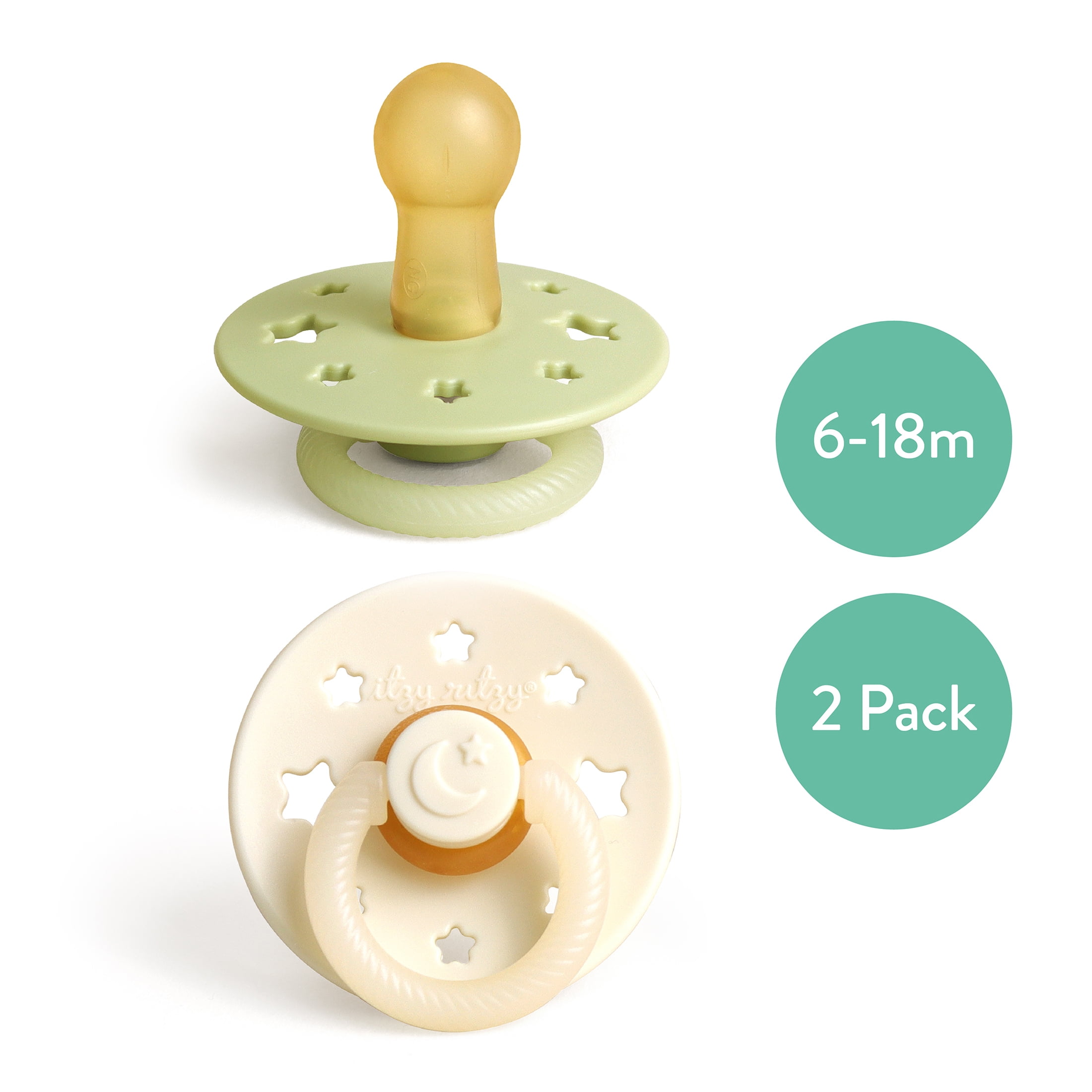 Itzy Soother™ Natural Rubber Pacifier Set of 2 Glow in the Dark 6