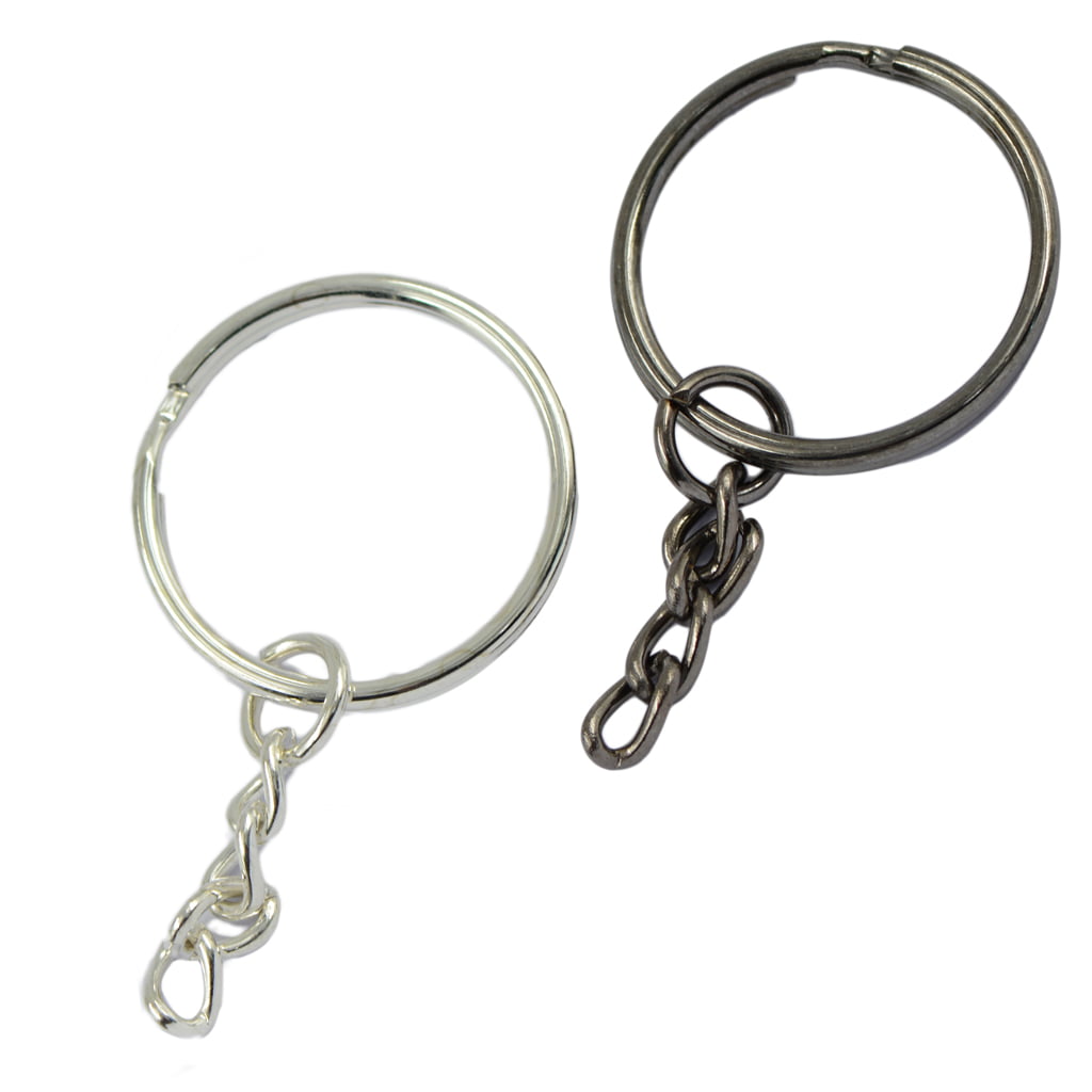 10pcs Polished Silver Keyring DIY Keychain Short Chain Split Ring Key RinXJ 
