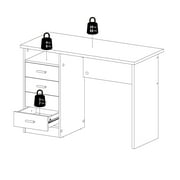 Tvilum Warner 4 Drawer Office Desk with 1 Shelf for Adults, White Finish