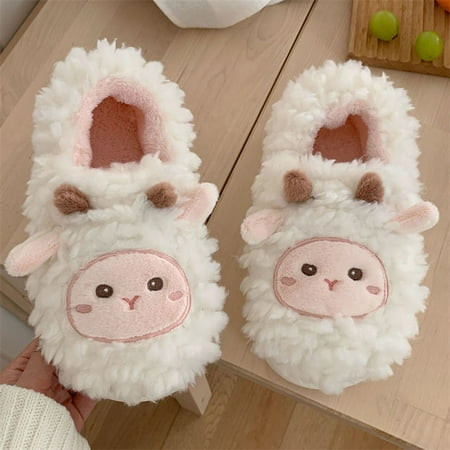 

QWZNDZGR Kawaii Cuddle Cat Slippers Women s Kitten Home Shoes Furry Slides Girls Puppy Sheep Rabbit Slippers Woman Thick Fluffy Slipper