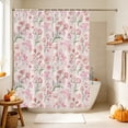 thumbnail image 5 of Pink Spring Floral Shower Curtain Set - 48" x 72" Washable Bathtub Curtain with 12 Hooks, Green Botanical Wildflower Blossoms Waterproof Fabric Stall Shower Curtains for Bathroom/Bathtub Décor, 5 of 8