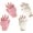 Pink+White, variant on 2 Packs Women Warm Fingerless Gloves, Winter Fingerless Mittens with Flip-top Cover, Knitted Wool Gloves
