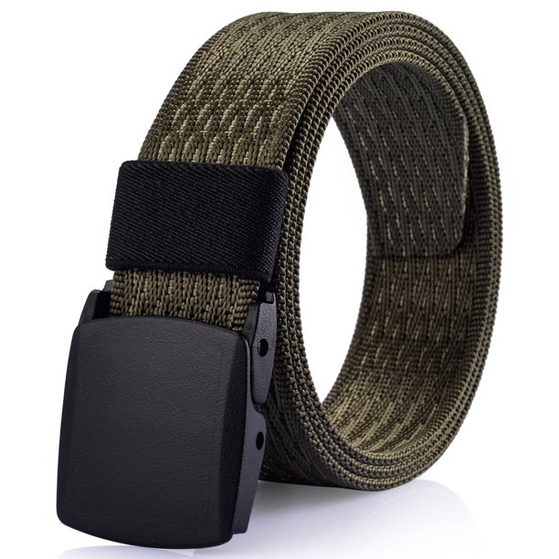 Men's Casual Dress Belt No Metal Parts Plastic Buckle Quick Security