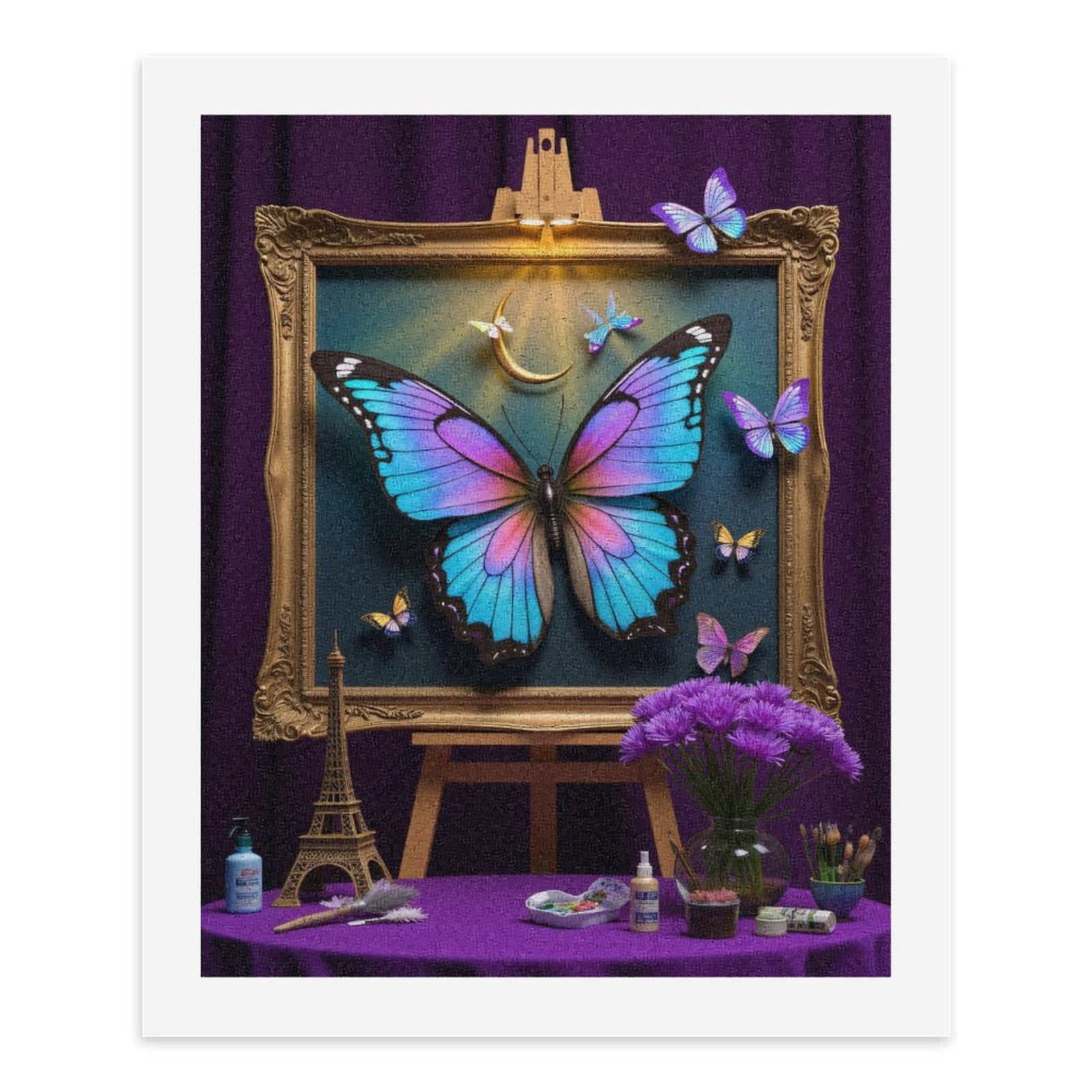 Paint By Numbers Kit for Adults Beginner - DIY Moonlit Butterfly Art Display Canvas Painting Kits for Adults, Frameless Paint By Number for Adults for Home Wall Decor 16x20 Inch