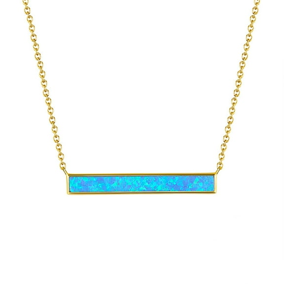 Balance Bar Pendant Necklace for Women Gold Plated Sterling Silver Blue Opal Ginger Lyne Collection