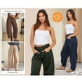 thumbnail image 6 of Lentta Women's Mid Rise Cord Barrel Jeans Casual Baggy Wide Leg Corduroy Cropped Pants with Pockets, 6 of 8