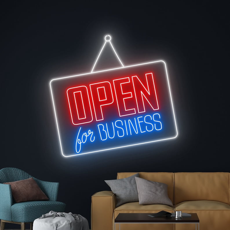 Handmadetneonsign Open For Business Led Sign, We Are Open Neon Sign, Open Led Light, Welcome Neon
