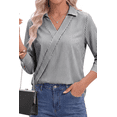 thumbnail image 2 of Fantaslook Striped Tops for Womens 3/4 Sleeve V Neck Shirts Dressy Casual Business Work Blouses Trendy Lapel Tops, 2 of 9