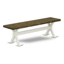 Pemberly Row X-Style 15x60" Wood Dining Bench in White/Brown