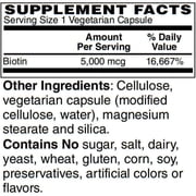 Biotin 5,000 mcg Easy Swallow Vegetarian Capsules (USP-Grade!) by BariatricPal Size: 120ct Bottle