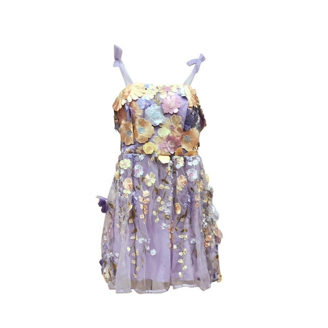 Vestido de tirantes con bordado floral tridimensional para mujer para eventos de verano XL