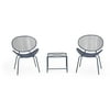 GDF Studio Poynes Outdoor Modern 3 Piece Chat Set, Matte Navy Blue