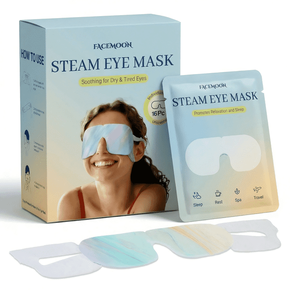 Warm Compress Eye Masks for Dry Eye Relief, 16 Pack Self-Heating Masks for Screen Fatigue & Eye Strain