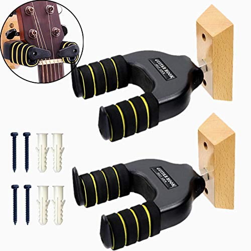 Bass Guitar Electric Miwayer Guitar Wall Mount,Auto Lock Guitar Wall Hanger Wooden Base Safe Against Vibration For Acoustic Classical 
