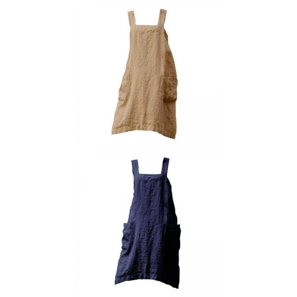 2 Uds Delantal Y Suave Bolsillo Cocina Babero Barista Espalda Regalo Delantales Largos Vestido para Cocinar Asar Mujeres Adult Macarena Delantal de cocina