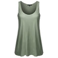 thumbnail image 2 of A2Y Women's Basic Solid Loose Fit Flowy Scoop Neck Racer Back Tank Top Military M, 2 of 6