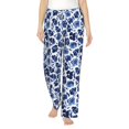 thumbnail image 2 of Goofa Blue Ink Flowers Printed Soft Pajama Pants for Women, Wide Leg Comfy Casual Lounge Yoga Pants-XX-Large, 2 of 9