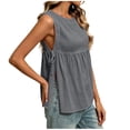 thumbnail image 6 of MAFYTYTPR Women's Tie Side Slit Peplum Hem Solid Color Tank Tops Spring Summer Round Neck Casual Tops for Everyday Wear 1PC S-XXL, 6 of 7