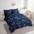 thumbnail image 3 of Homewish Cute Stars Moon 7-Piece Twin Bedding Sets,Cartoon Print Bedding Comforter Set,Dreamy Blue Sheet Sets For Boys Kids,Breathable Home Decor Reversible, 3 of 8