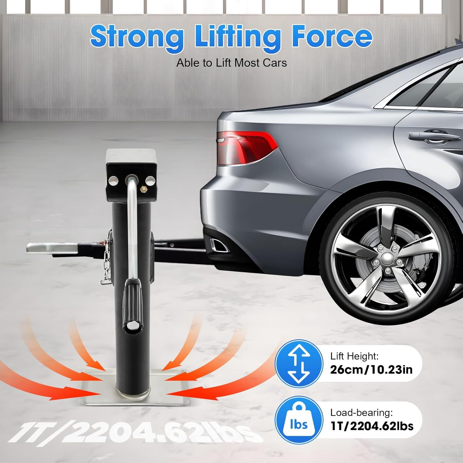 1 Ton Heavy Duty Manual Jack Car Jack Stands with Removable Handle, Adjustable Height to 10.23in, Steel Jack Fast Lift Service Jack for Automotive Repair Industry
