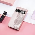 thumbnail image 2 of for Google Pixel 7a Wallet Case for Women Girls, Shiny Butterfly Flower PU Leather Cover with Card Slot Holder Flip Phone Case for Google Pixel 7a Rhinestone Rose Gold, 2 of 17