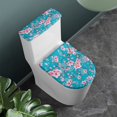 thumbnail image 2 of Yuyamidu Cherry Blossom Toilet Lid Dust Cover Polyester Tank Lid Cover Soft Toilet Lid & Tank Covers Decor for Bathroom Blue Toilet Seat Cover Accessories, Set of 2, 2 of 7