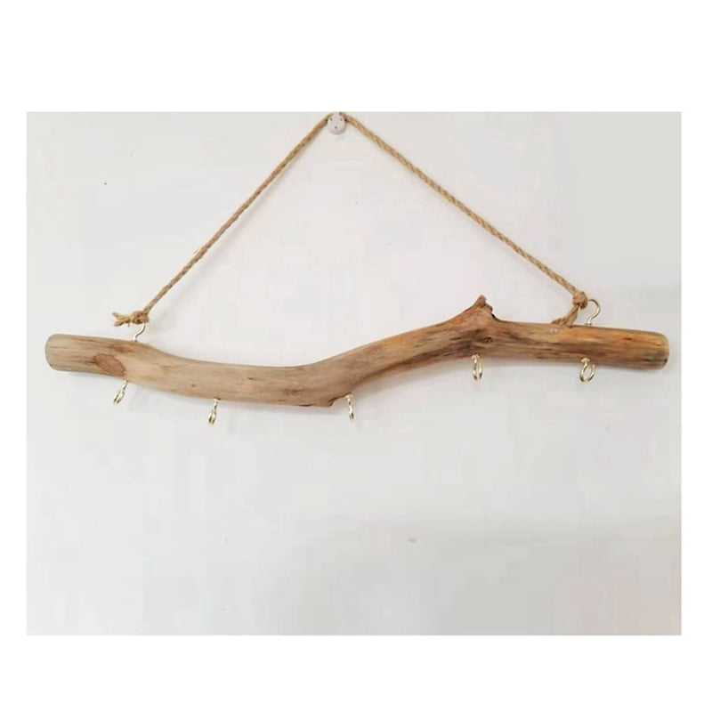 10Pcs Natural Driftwood Decorative Branches Farmhouse Home Wall Hanging Decor Hanging Jewelry Organizers with 5 Hooks