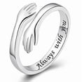 thumbnail image 1 of 925 Sterling Silver Hug Rings For Couples Hand Hug Rings Hugging Hands Open Promise Ring For Women M, 1 of 1
