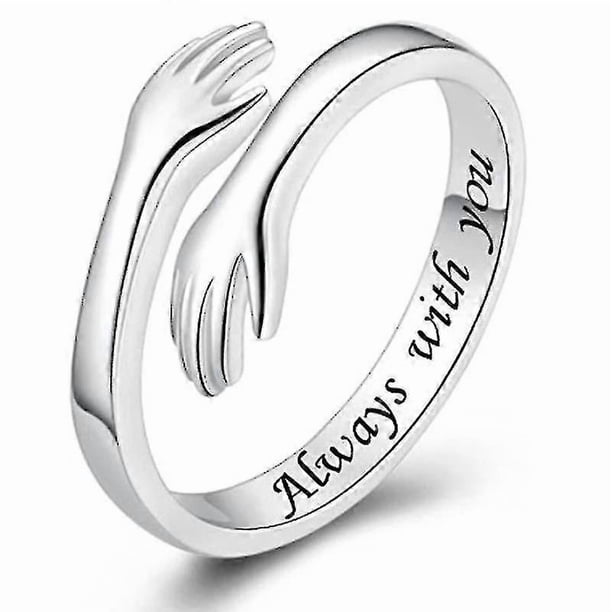 925 Sterling Silver Hug Rings For Couples Hand Hug Rings Hugging Hands Open Promise Ring For Women M