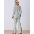thumbnail image 3 of DARING DIVA Women's Ribbed Knit Lounge Set Pajama Sets Matching Outfits XS Gray, 3 of 5
