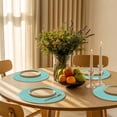 thumbnail image 5 of Turquoise Burlap Texture Round Placemats Set of 4 for Dinning Tables,Heat-proof Braided Table Mats 13 Inch,Farmhouse Vintage Aqua Washable Place Mat for Kitchen Restaurant Party Decor Table Setting, 5 of 9