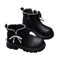 thumbnail image 2 of shqvo Cute Bow Ankle Boots for Girl Side Zipper Winter Warm Resistant Short Bootie for Little Kid Big Kid, 2 of 9