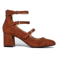 thumbnail image 2 of J. Adams 3 Strap Mary Jane Heel Pumps – Buckled Strappy Low Block Heel, 2 of 4