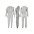 thumbnail image 4 of Sunloudy Women Two-piece Suitset, Solid Color Zipper Open Front Crop Tops and High Waist Pants, 4 of 6