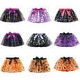 thumbnail image 5 of Hotiary Toddler Baby Girls Halloween Tulle Tutu Fancy Mini Skirt Kids Elastic Waist Print Mesh Pumpkin Bat Puffy Dress Princess Party Skirt for 2-11 Years, 5 of 5