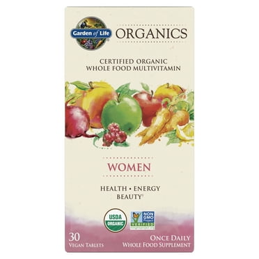 Garden of Life Organics Women's Multivitamin Supplement for Health, Energy, Hair Skin and Nails, Metabolism Support with Biotin, 30 Count