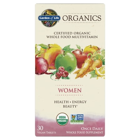 Garden of Life Organics Women's Multivitamin Supplement for Health, Energy, Hair Skin and Nails, Metabolism Support with Biotin, 30 Count