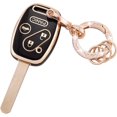 thumbnail image 1 of HAHDAXIA for Honda Key Fob Cover with Bling Keychain, 4 Buttons Soft TPU Keys Shells Black Gold Key Fob Protector Compatible with Honda Accord Accord Crosstour Civic CR-V Pilot Element (R-Hod, 1 of 6