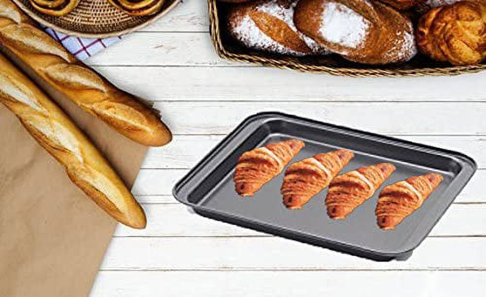 Little Small Baking Sheets Nonstick Set of 2 (9.5inch X 7.1inch) - 8 Inch Nonstick Baking Toaster Oven Tray Cookie Sheets, 1 or 2 Person Household