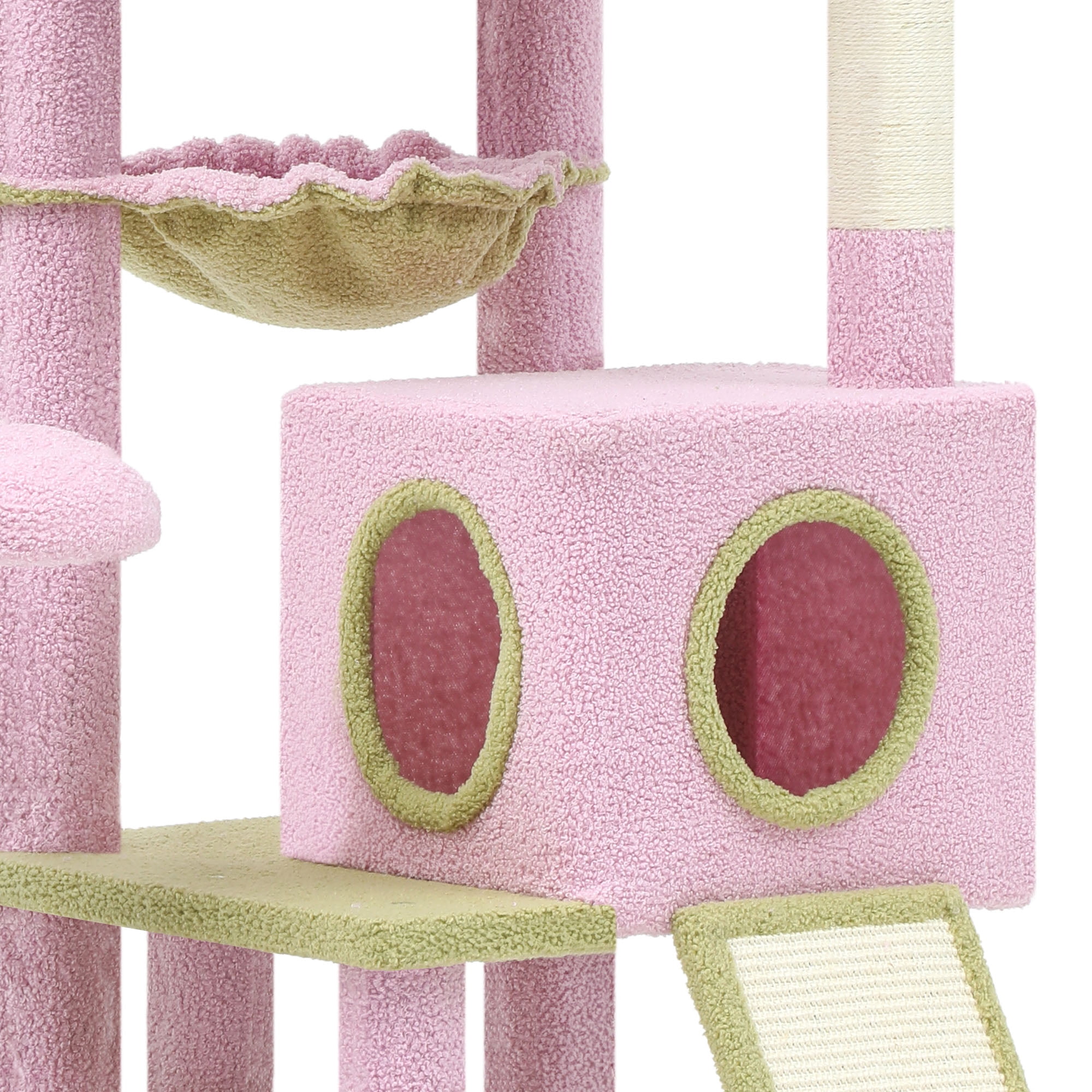 Uforic 61" Flower Cat Tree,Cat Tree Cute with Scratching Posts Tower with 3 Sisal Scratching Posts & Hammock for Medium Indoor Cats, Pink
