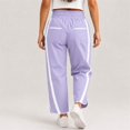 thumbnail image 2 of Carlikeit Women's Wide Leg Track Pants 2026 Lightweight Baggy Y2K Pants with Contrast Stripes Drawstring Elastic Waist Casual Parachute Trousers, 2 of 7