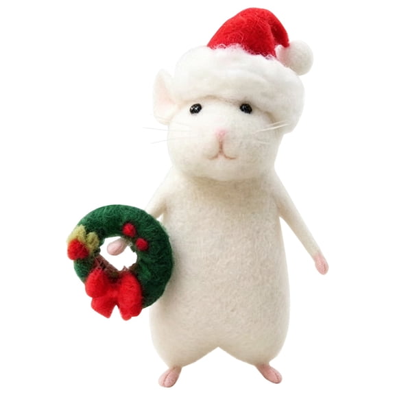 Christmas Decorations, Vintage Handmade Felted Wool Mouse - Christmas Ornaments Felted Animals - Xmas Tree Decoration Mice Chirstmas Decor for Tree Indoor