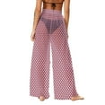 thumbnail image 6 of HongQid Women See Through Mesh Flare Cover up Pants Swimsuit Bikini Bottom Elastic Waist Chiffon Wide Leg Palazzo Trousers, 6 of 7