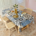 thumbnail image 5 of Multicolor Ethnic Geometric Patchwork Pattern Rectangle Tablecloth 60"x102",Waterproof Polyester Rectangle Table Cloth, Wipeable Spillproof Polyester Tablecloth for Dining, Camping, Indoor and Outdoor, 5 of 6