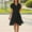 Black, variant on LADIGASU Women Sexy Elegant Solid Color V-Neck Waist Irregular Split Short Ruffle Sleeve Dress