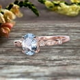 thumbnail image 2 of 8x6mm Oval Cut Art Deco 10k Rose Gold Anniversary Gift Personalized for Brides 1.75 Carat Wedding Ring Aquamarine Engagement Ring, 2 of 5