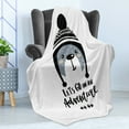 thumbnail image 4 of Adventure Cartoon Soft Flannel Fleece Throw Blanket, Baby Bear Wearing Winter Hand Lets Go on Adventure Text, Cozy Plush for Indoor and Outdoor Use, 50" x 70", Blue Grey Black, by Ambesonne, 4 of 5