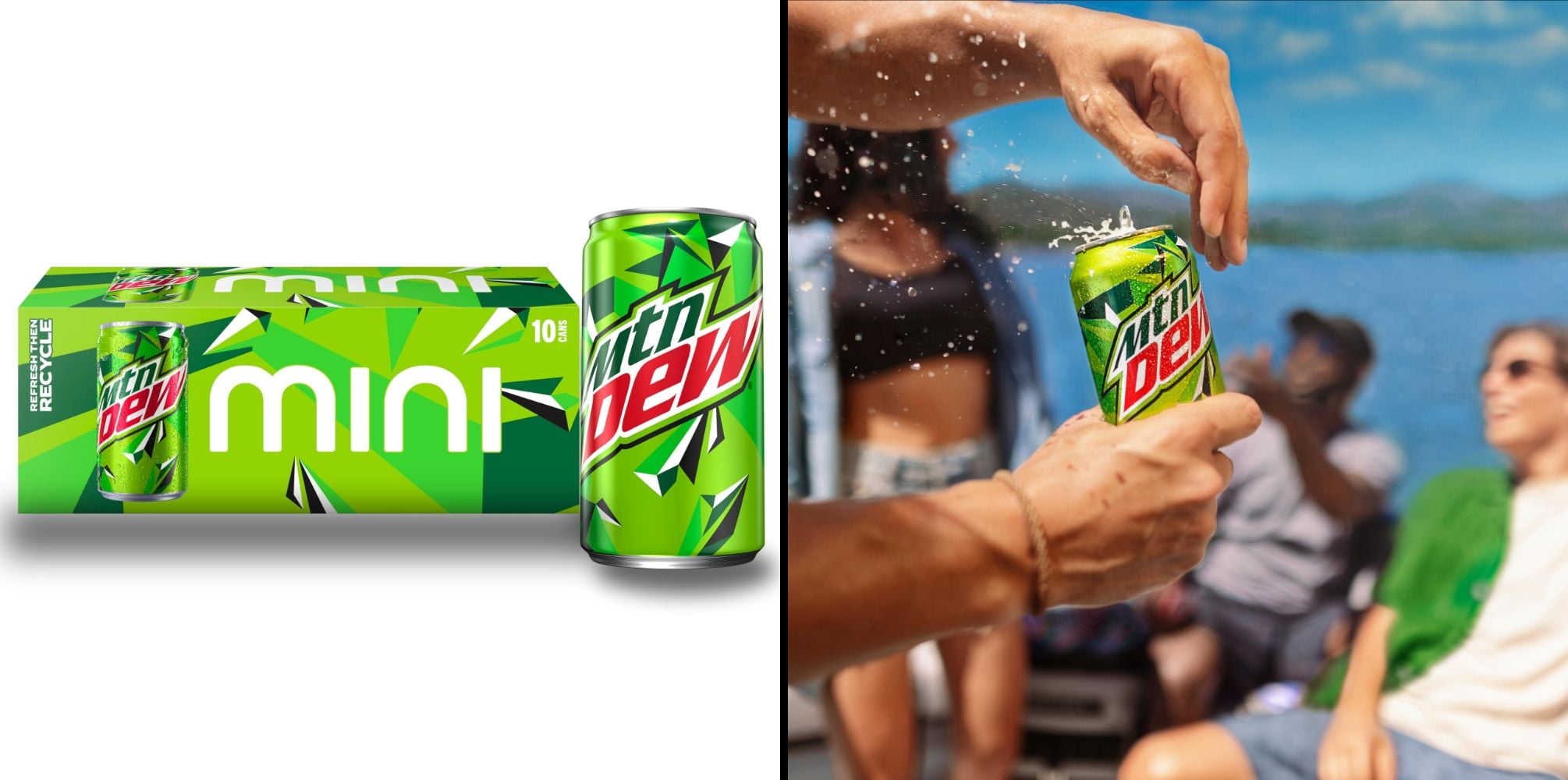 Mountain Dew Soda Mini Cans 7.5 fl oz Pack of 10 & Coke Zero Sugar Cola Soda 12 fl oz 12 Pack