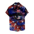 thumbnail image 2 of Camisas De Sport Para Hombre Hombres Verano Día de la Independencia Moda Ocio Playa Playa Botón de impresión digital 3D Camiseta de manga corta (H, XL), 2 of 5